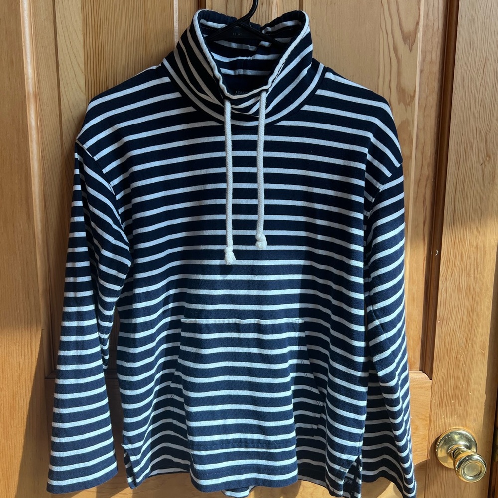 J. Crew Navy Striped Nautical Cowl Neck sweatshirt
